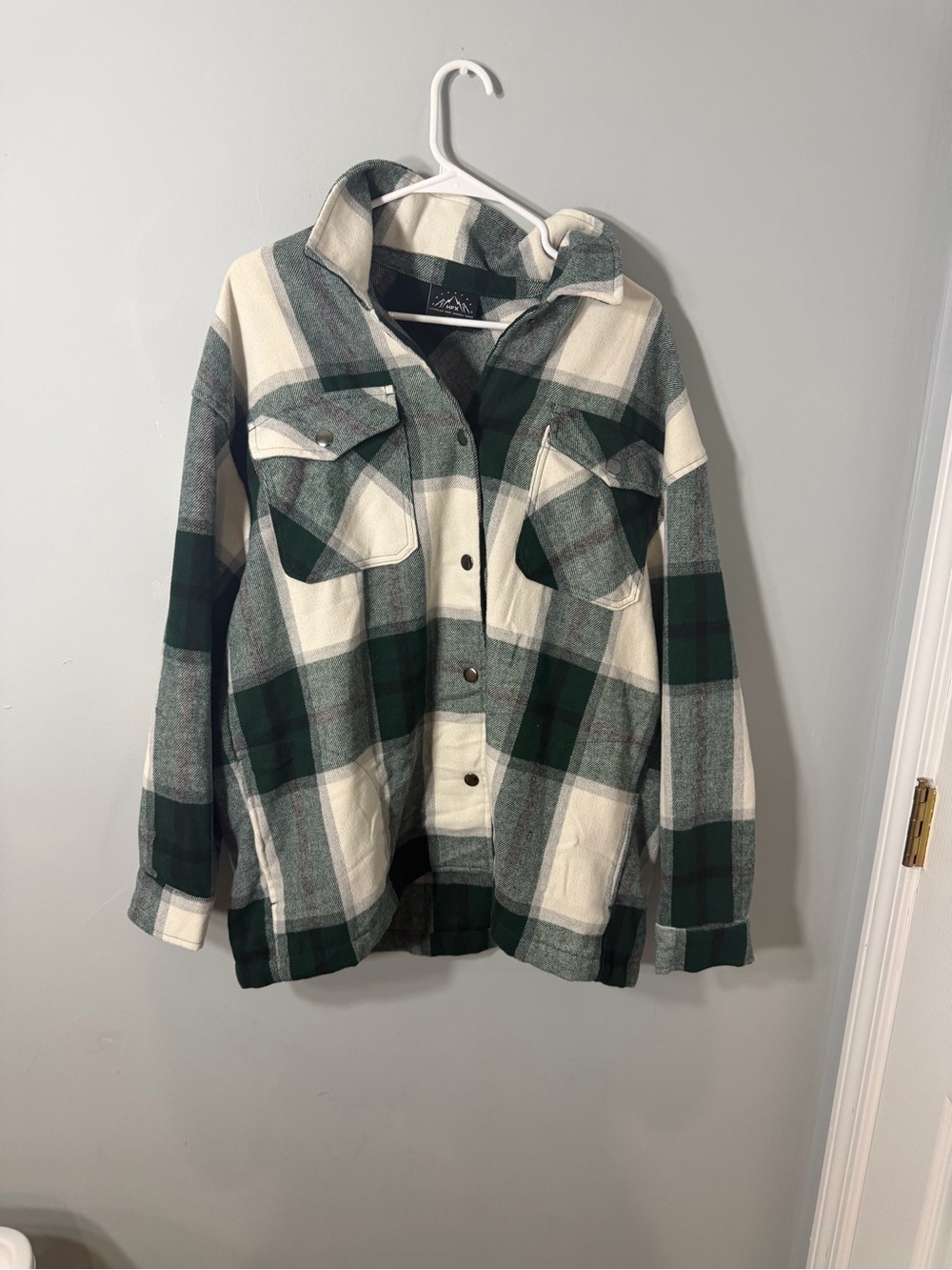 HFX Green and Cream Plaid button up flannel